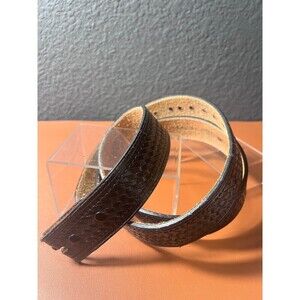 Vintage Cowhide Leather Basket Weave Belt Mens Black Casual Business Western